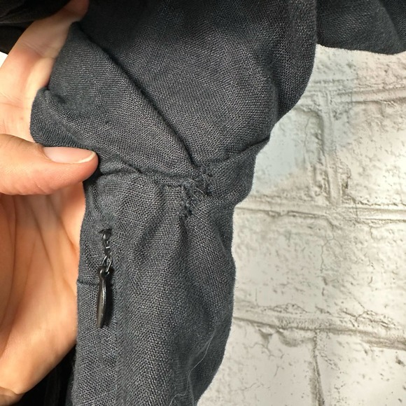 Capulet Dress Bernie Linen Mini Cutout Tie Front Short Puff Sleeve Boho Black XS - Picture 8 of 10